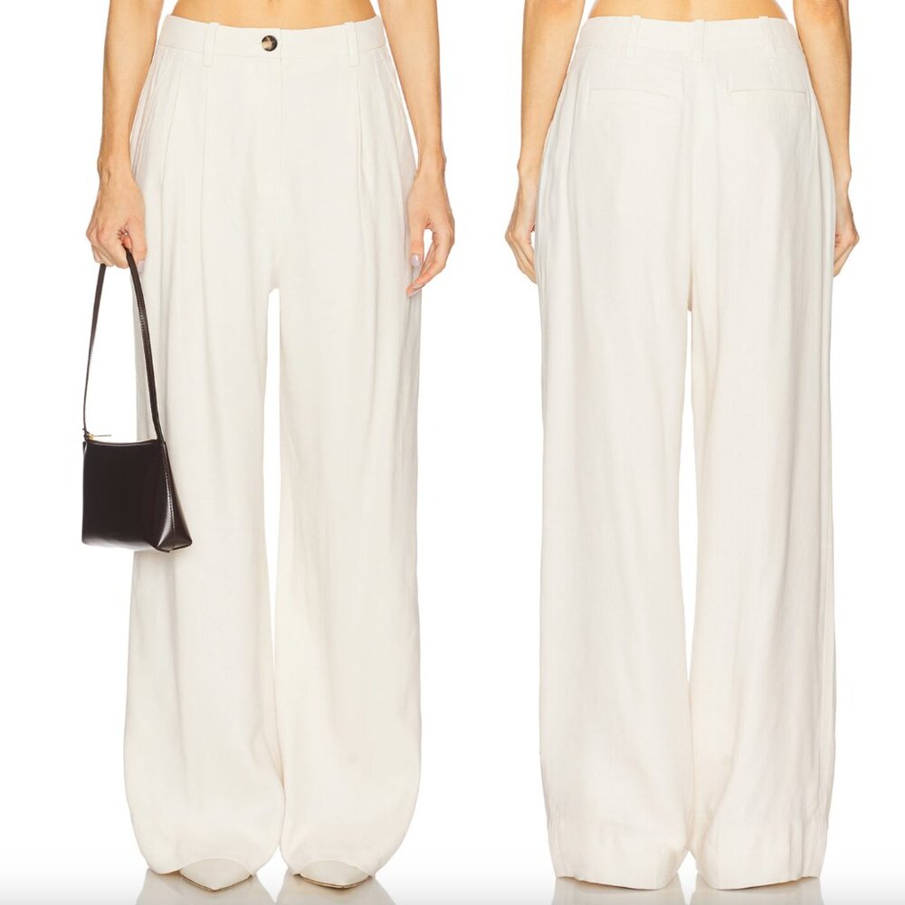 NEW A.L.C. Tommy Pant in Buttercream Cream Off White Wide Leg Trouser 2 XS